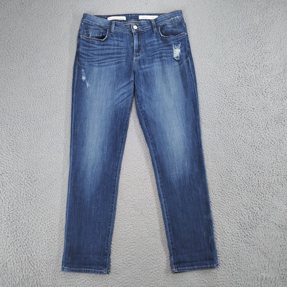 Pilcro and the Letterpress Jeans Womens 29 Blue Hyphen Medium Wash Distressed